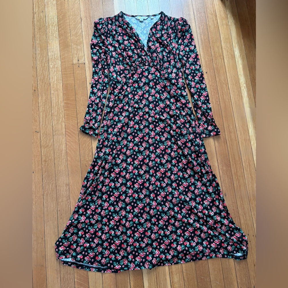 Boden Black Dress with Floral Pattern